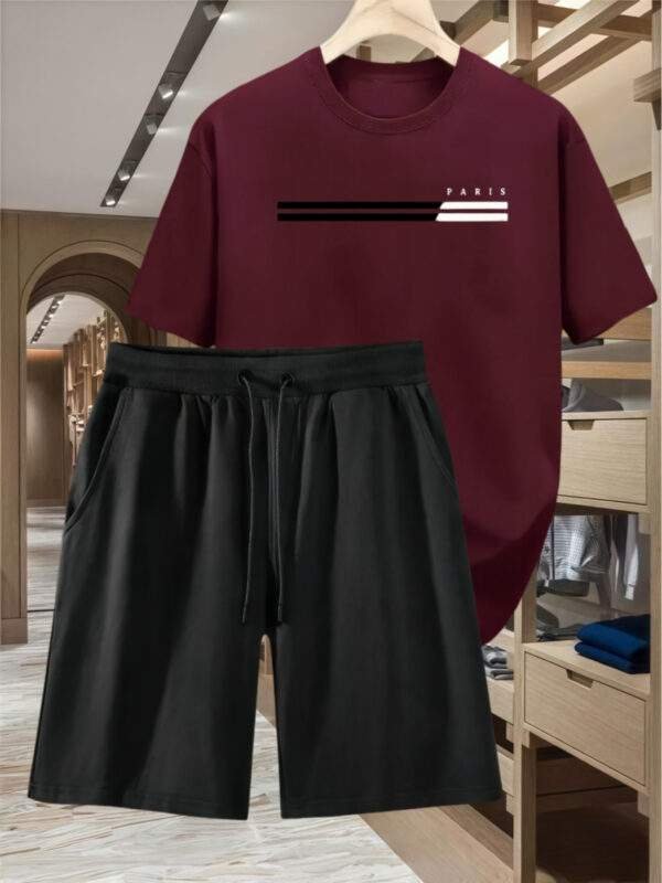 Unisex Two-Piece Casual Sports Set – Loose Fit Digital Print T-Shirt & Drawstring Shorts, Round Neck, Lightweight & Breathable, Ideal for Summer Beach Activities - Image 6