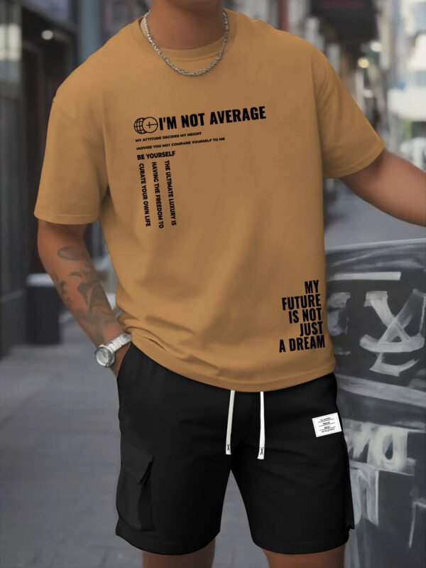Men’s Casual 2-Piece Set – Cotton Round Neck T-Shirt & Work Pants with Pockets - Image 2