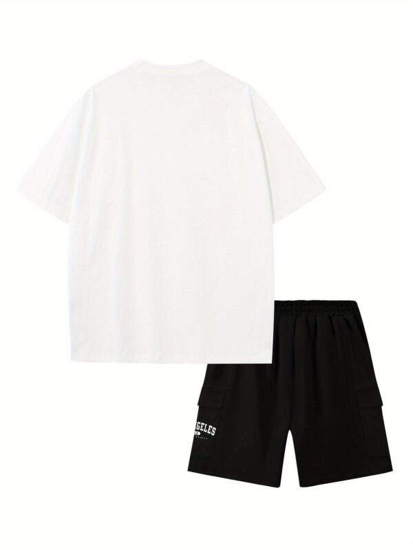 Men's Casual Cotton T-Shirt & Shorts Set – Loose Fit, Slight Stretch, Geometric Pattern - Image 10