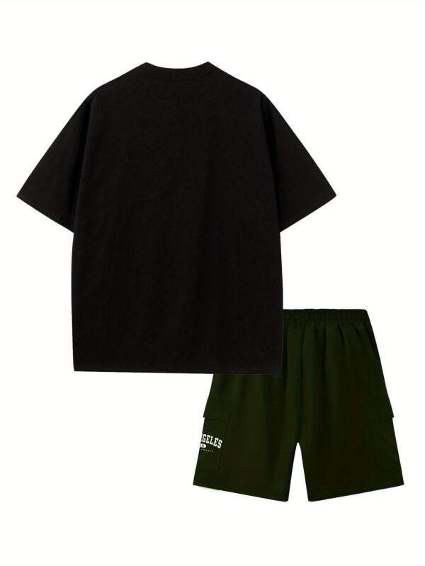 Men's Casual Cotton T-Shirt & Shorts Set – Loose Fit, Slight Stretch, Geometric Pattern - Image 7