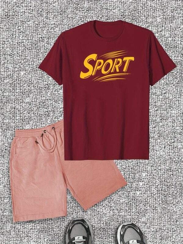 Men's "SPORT" Graphic T-Shirt & Shorts Set – Casual Summer Outfit, Cotton Fabric, Crew Neck, Regular Fit, Sporty & Comfortable Leisurewear - Image 5