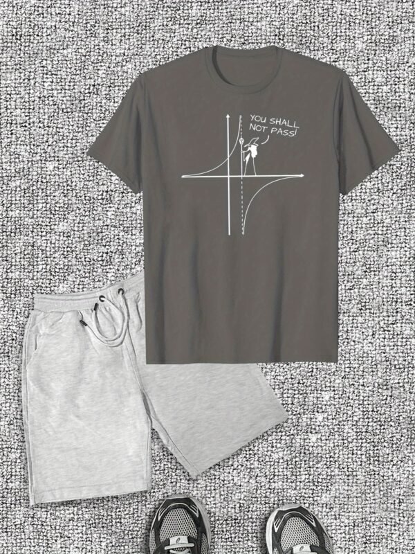 Men’s Casual Short Sleeve T-Shirt & Shorts Set – Cotton Crew Neck, Solid Color with Minimalist Math Design, Regular Fit, Summer Leisure Wear - Image 2