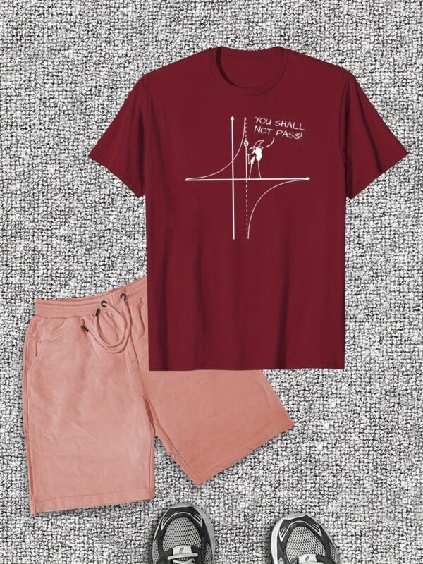 Men’s Casual Short Sleeve T-Shirt & Shorts Set – Cotton Crew Neck, Solid Color with Minimalist Math Design, Regular Fit, Summer Leisure Wear - Image 4