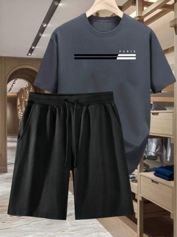 Unisex Two-Piece Casual Sports Set – Loose Fit Digital Print T-Shirt & Drawstring Shorts, Round Neck, Lightweight & Breathable, Ideal for Summer Beach Activities - Image 7