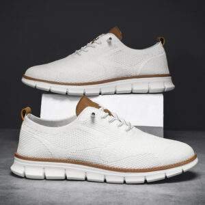 Men’s Breathable Knit Running Sneakers – Lightweight Lace-Up Athletic Shoes