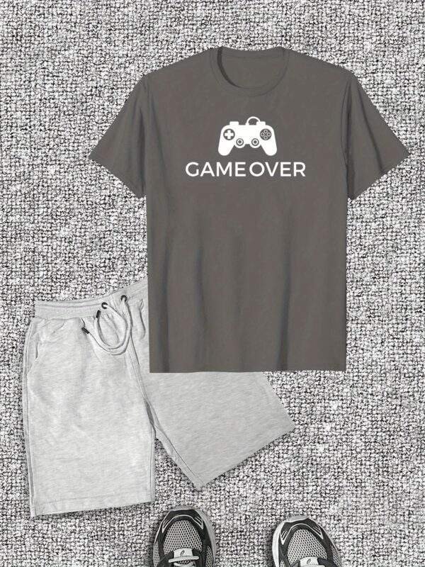 Men's Gaming Console Print T-Shirt & Shorts Set – Casual Summer Outfit, Short Sleeve Crew Neck Tee with Matching Shorts, Soft Cotton Fabric, Relaxed Fit - Image 3