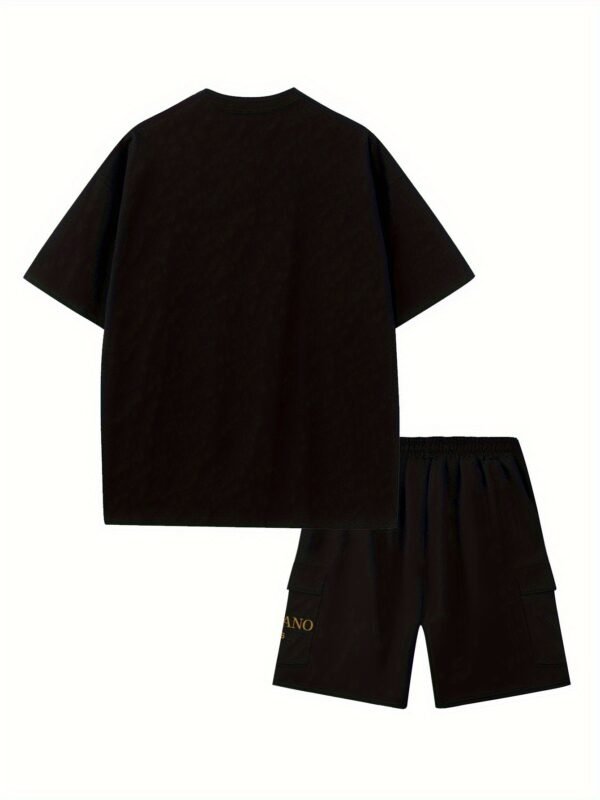 Men’s Casual 2-Piece Set – Cotton Round Neck T-Shirt & Work Pants with Pockets - Image 9