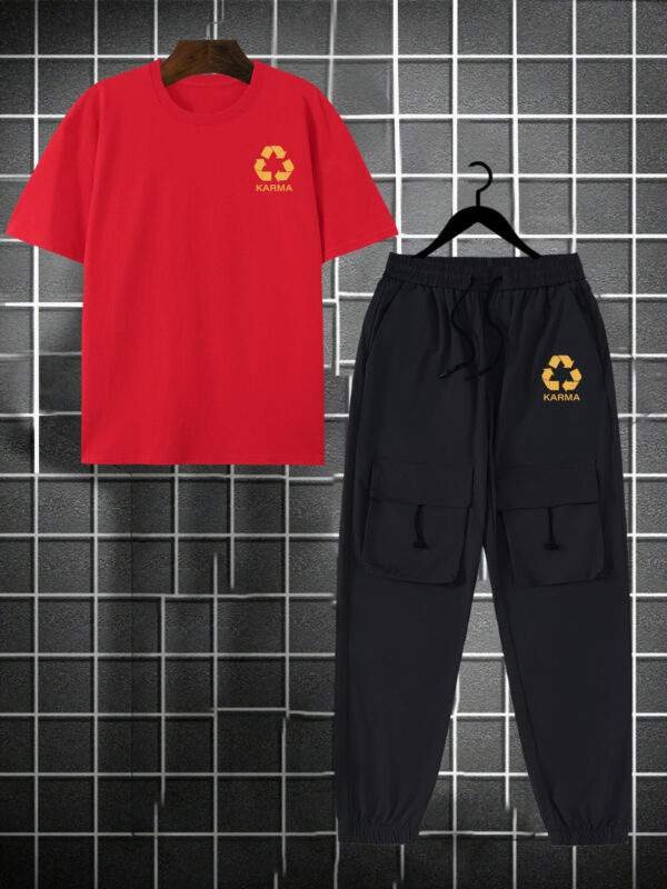 for KARMA Printed Men's Casual Trendy Tracksuit with Top and Comfortable Work Pants - Image 7