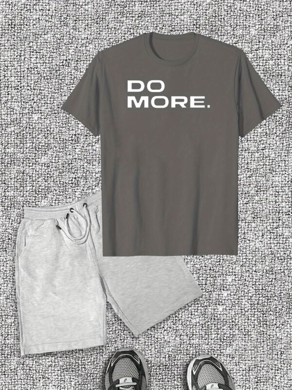 Men’s "DO MORE" Graphic T-Shirt & Shorts Set — Cotton, Round Neck, Lightweight, Breathable, Perfect for Outdoor Summer Activities, Comfortable Fit, PLUS SIZE - Image 4