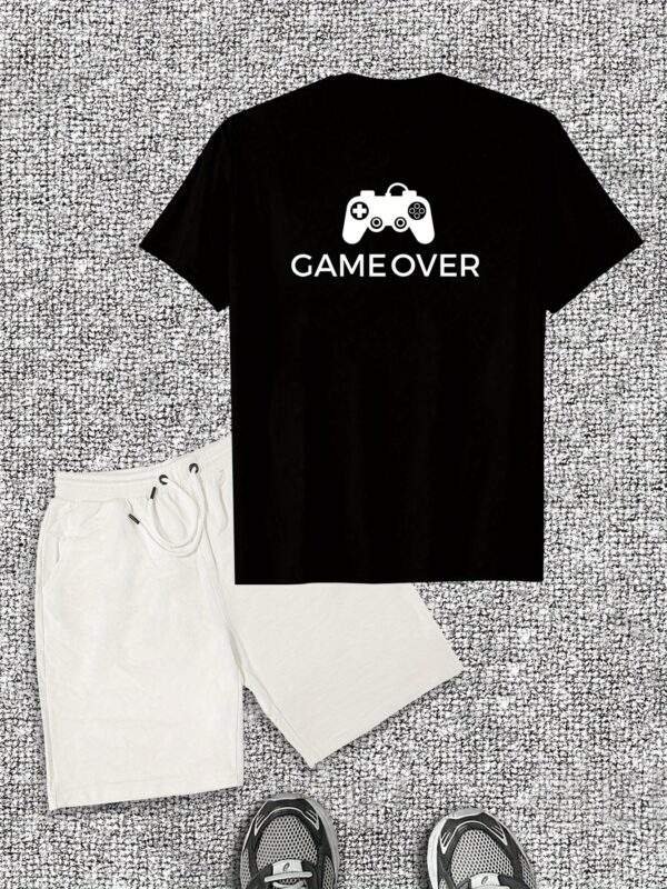 Men's Gaming Console Print T-Shirt & Shorts Set – Casual Summer Outfit, Short Sleeve Crew Neck Tee with Matching Shorts, Soft Cotton Fabric, Relaxed Fit - Image 2