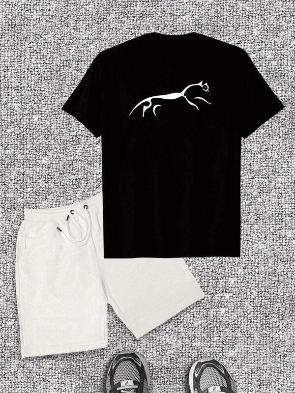 Men’s Casual Summer Set – Short Sleeve Cotton T-Shirt & Shorts, Crew Neck, Solid Color, Regular Fit, Slight Stretch Fabric, Adult Sizes