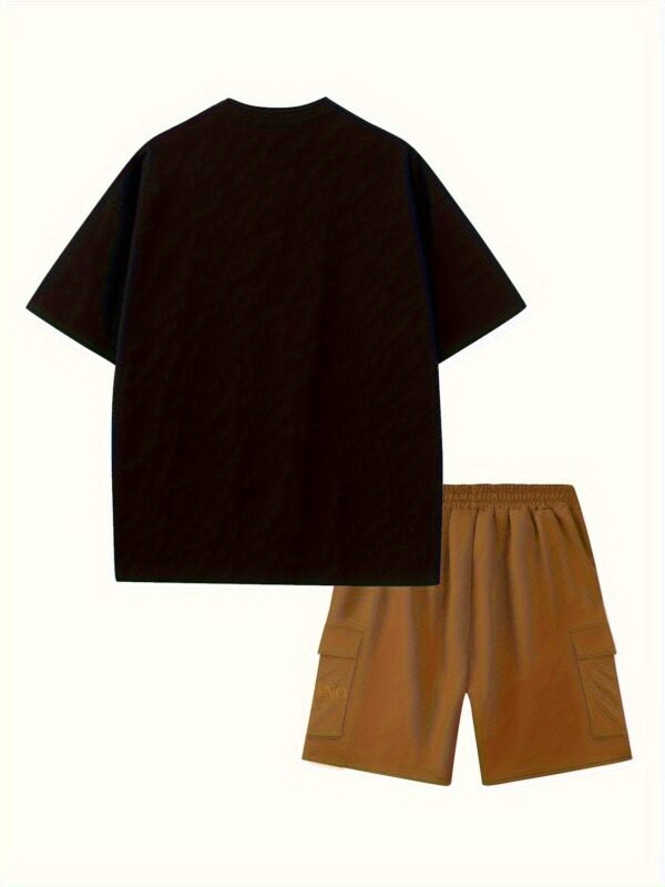 2pcs Men’s Set: Comfortable Pure Cotton Round Neck T-Shirt & Casual Work Shorts, Lightweight Summer Wear - Image 7