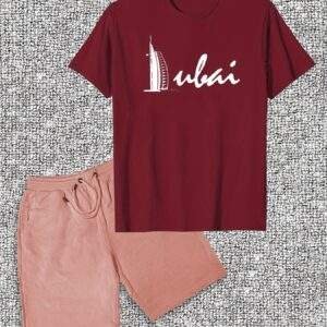 Men's Casual Summer T-Shirt & Shorts Set – Solid Color, Cotton Blend, Crew Neck, Elastic Waistband, Lightweight Knit Fabric (150gsm), Ideal for Daily Wear