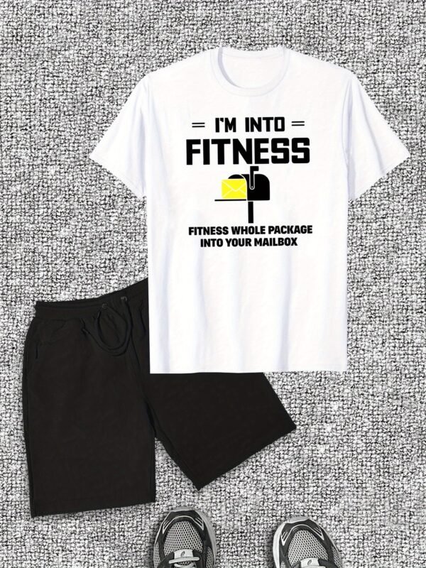 Men’s Fit & Crossfit-Inspired Cotton T-Shirt & Shorts Set – Casual Crew Neck, Slight Stretch, Solid Color, Summer Activewear - Image 3