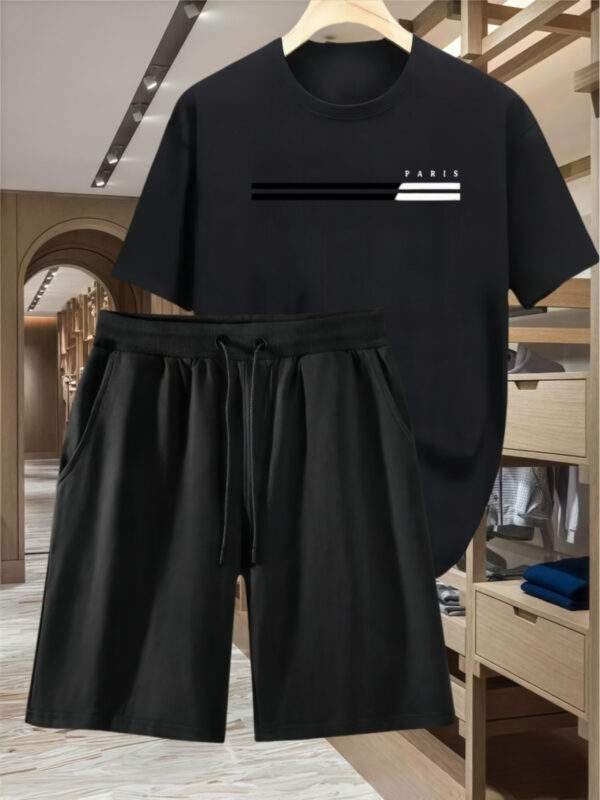 Unisex Two-Piece Casual Sports Set – Loose Fit Digital Print T-Shirt & Drawstring Shorts, Round Neck, Lightweight & Breathable, Ideal for Summer Beach Activities - Image 4