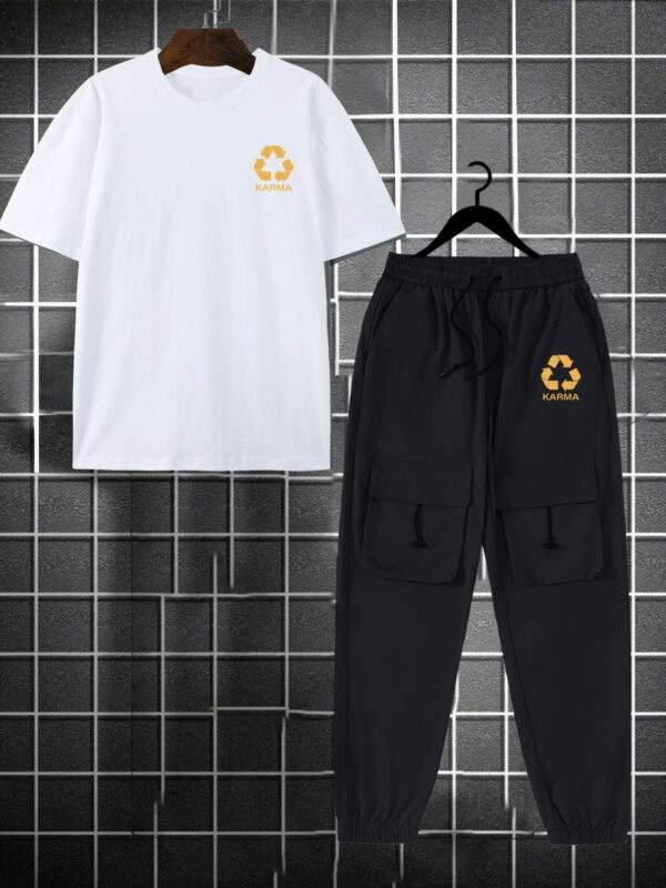 for KARMA Printed Men's Casual Trendy Tracksuit with Top and Comfortable Work Pants - Image 6