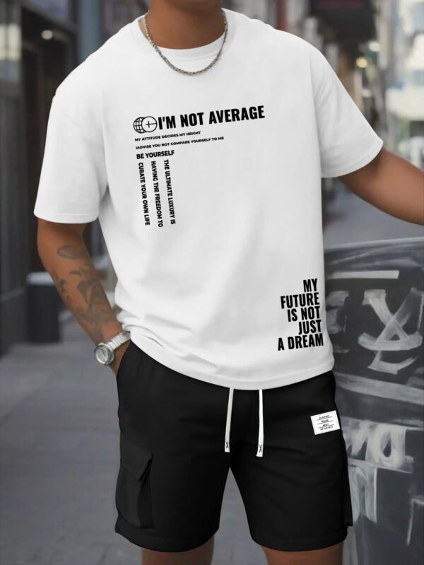 Men’s Casual 2-Piece Set – Cotton Round Neck T-Shirt & Work Pants with Pockets - Image 4