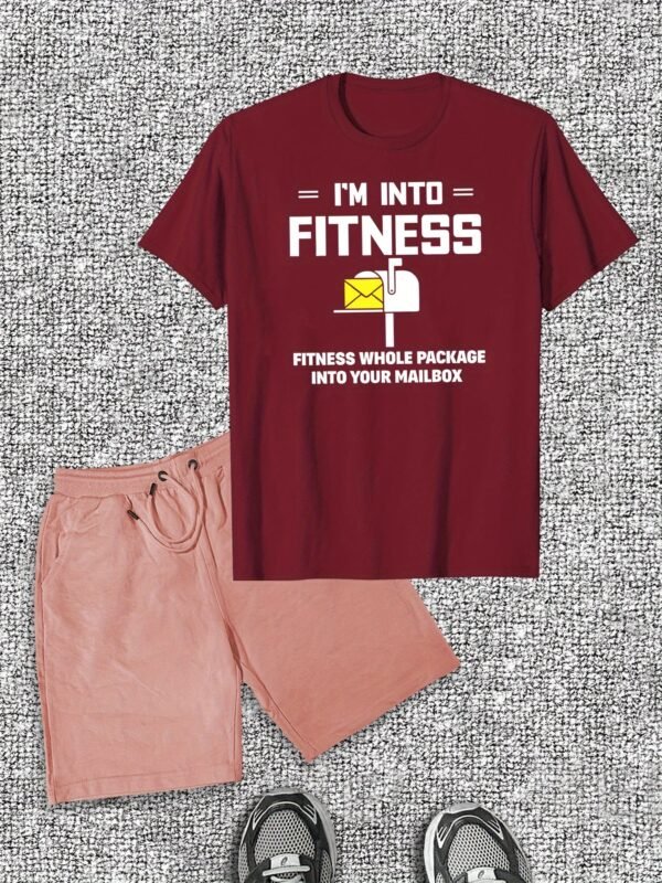 Men’s Fit & Crossfit-Inspired Cotton T-Shirt & Shorts Set – Casual Crew Neck, Slight Stretch, Solid Color, Summer Activewear - Image 4