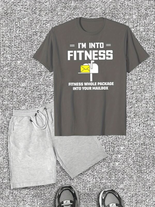 Men’s Fit & Crossfit-Inspired Cotton T-Shirt & Shorts Set – Casual Crew Neck, Slight Stretch, Solid Color, Summer Activewear - Image 2