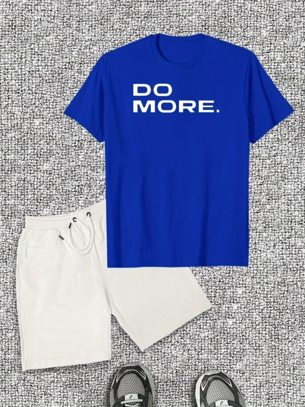 Men’s "DO MORE" Graphic T-Shirt & Shorts Set — Cotton, Round Neck, Lightweight, Breathable, Perfect for Outdoor Summer Activities, Comfortable Fit, PLUS SIZE - Image 6