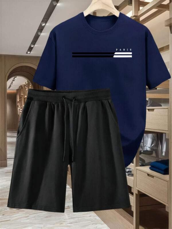 Unisex Two-Piece Casual Sports Set – Loose Fit Digital Print T-Shirt & Drawstring Shorts, Round Neck, Lightweight & Breathable, Ideal for Summer Beach Activities - Image 5
