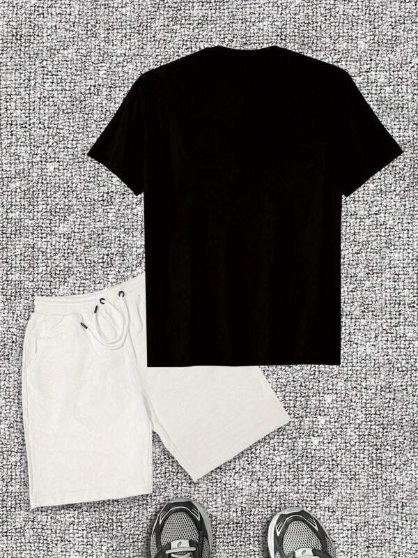Men's "ONE" English Print T-Shirt & Shorts Set – Casual Summer Outfit, Short Sleeves, Lightweight & Comfortable Cotton Fabric - Image 6