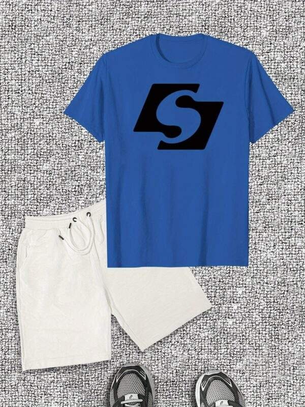 Men's Casual Cotton T-Shirt & Shorts Set – Solid Color, Crew Neck, Slight Stretch, Regular Fit, Lightweight for Summer Wear
