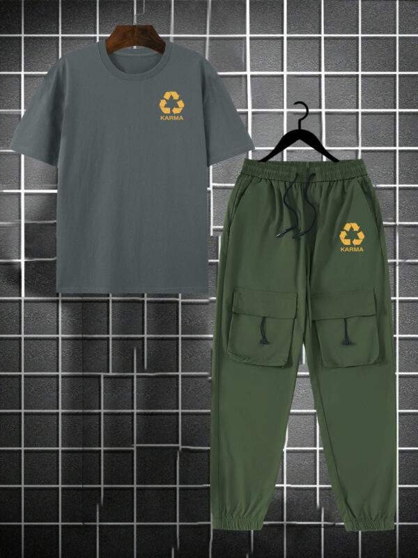 for KARMA Printed Men's Casual Trendy Tracksuit with Top and Comfortable Work Pants - Image 5