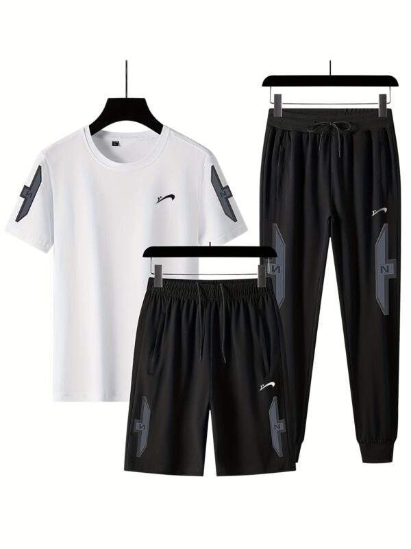 Guiren Bird Men’s Casual Sports Set – Short-Sleeve T-Shirt with Long or Short Pants, Pure Cotton, Summer Comfort, Plus Size - Image 2