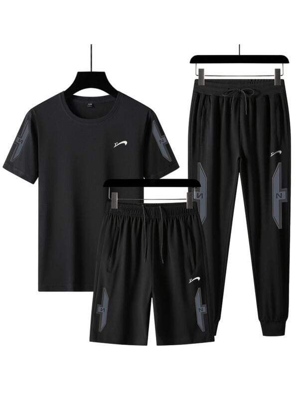 Guiren Bird Men’s Casual Sports Set – Short-Sleeve T-Shirt with Long or Short Pants, Pure Cotton, Summer Comfort, Plus Size - Image 3