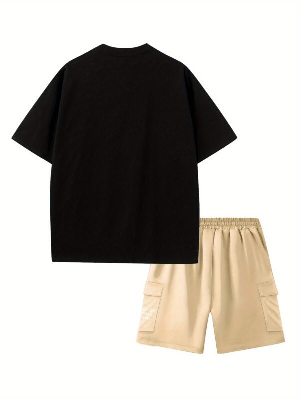 Men’s “INSIST ON BRAVE DREAMS” Printed Short Sleeve Top & Shorts Set – Comfortable, Breathable, Casual Summer Outfit for Daily Wear, Vacation, or Training. - Image 10