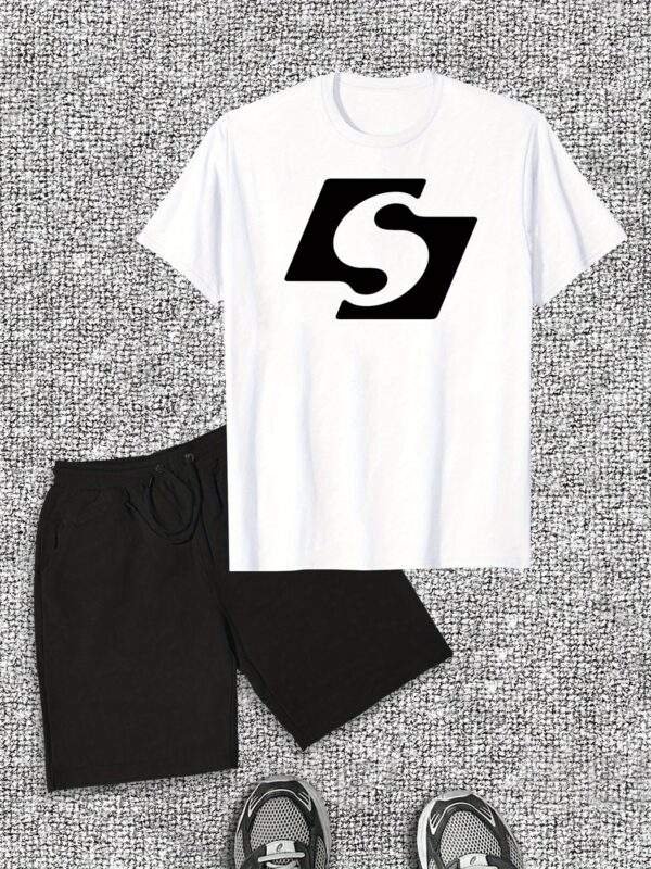 Men's Casual Cotton T-Shirt & Shorts Set – Solid Color, Crew Neck, Slight Stretch, Regular Fit, Lightweight for Summer Wear - Image 2