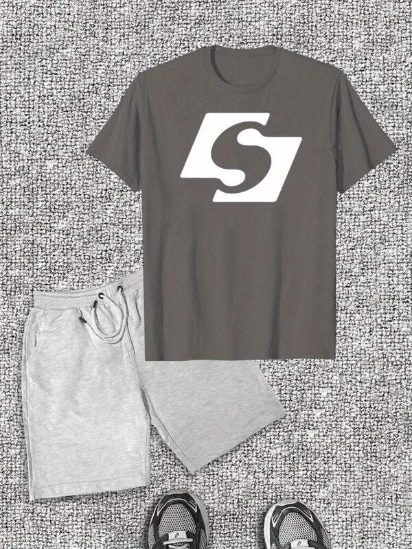Men's Casual Cotton T-Shirt & Shorts Set – Solid Color, Crew Neck, Slight Stretch, Regular Fit, Lightweight for Summer Wear - Image 5
