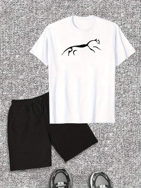 Men’s Casual Summer Set – Short Sleeve Cotton T-Shirt & Shorts, Crew Neck, Solid Color, Regular Fit, Slight Stretch Fabric, Adult Sizes - Image 3
