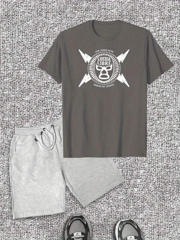 Men's Casual Cotton T-Shirt & Shorts Set – Summer Solid Color Crew Neck Tee with Logo & White Drawstring Shorts, Breathable Cotton, Ideal for Casual Wear - Image 5